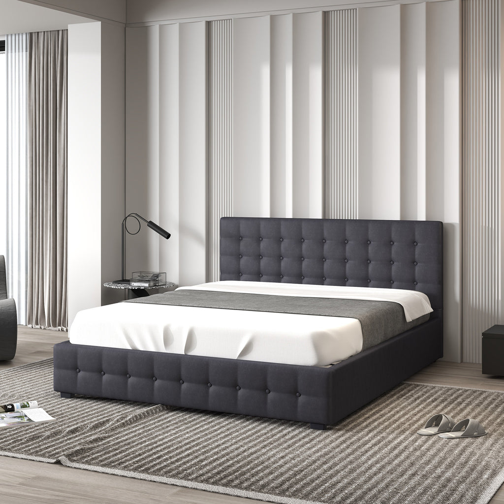 Milano Decor Eden Gas Lift Bed - Dark Grey - King Single-1951134897431252993