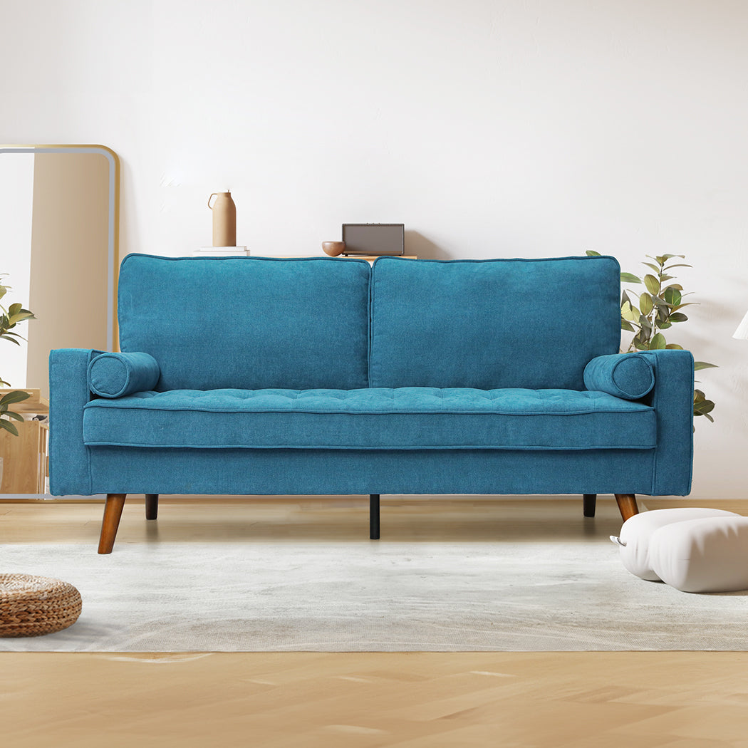 Levede Fabric Sofa Armchair 3 Seater Couch Blue 191cm Wide-2018816942655279110