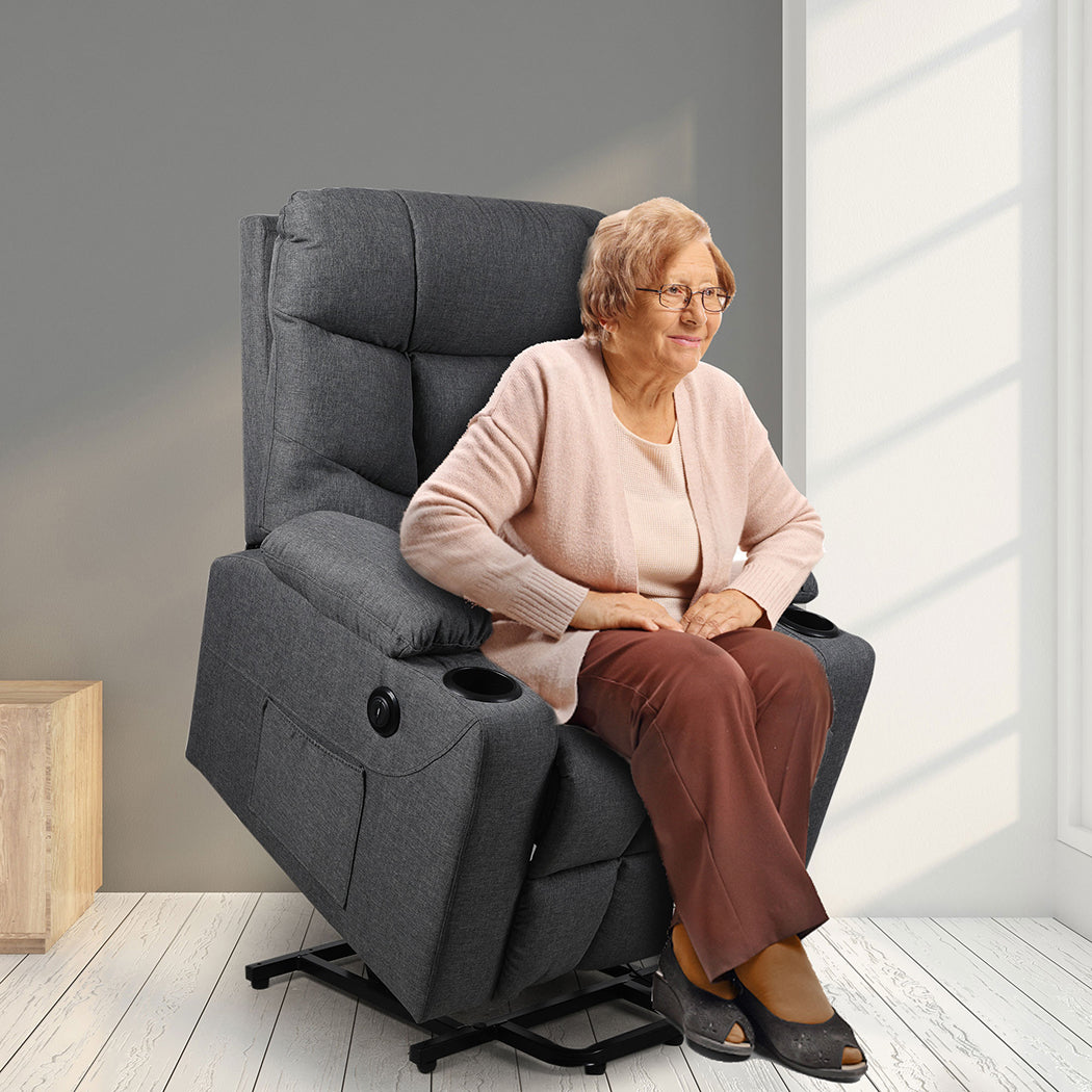 Levede Recliner Chair Electric Lift Grey-2006733117032894471