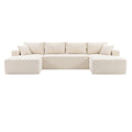 Levede Modular Sofa Lounge Set Corduroy U Shaped Sectional Cloud Couch Beige-2050056788379832321
