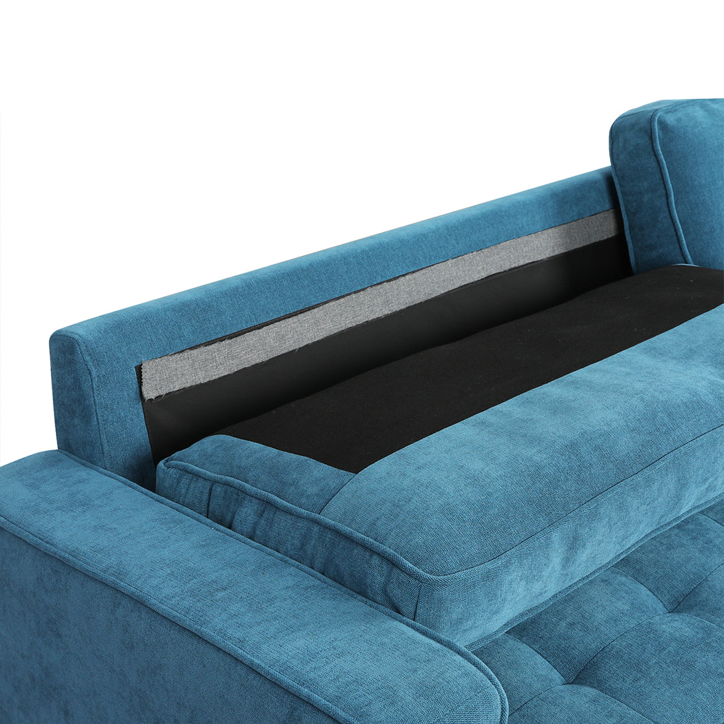 Levede Fabric Sofa Armchair 3 Seater Couch Blue 191cm Wide-2018816942655279109